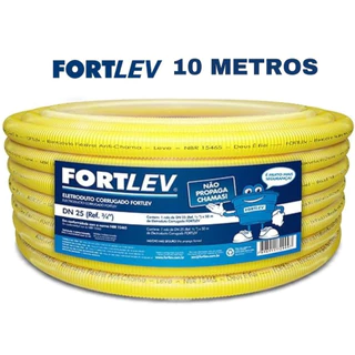Conduíte Amarelo Corrugado 3/4" 25mm x 10 Metros Eletroduto Fortlev