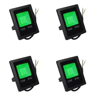 Kit 4 Refletor 10w Slim Holofote Luz Verde Jardim Árvore Cor da carcaça Preto 110V/220V