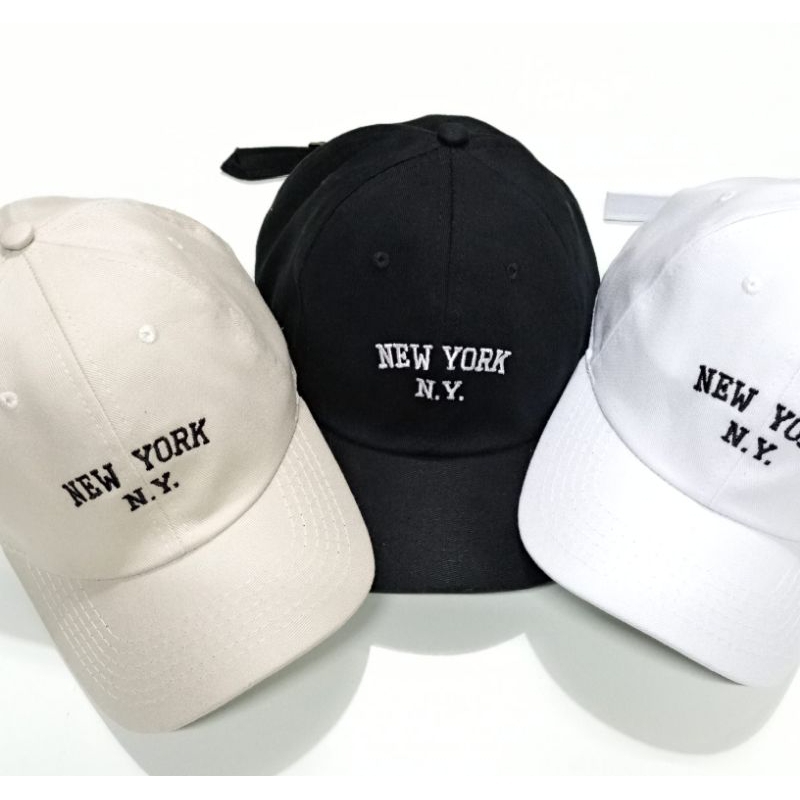 Boné Ny New York Retro Basebol Aba Curva Masculino e Feminino Regulagem Fitão