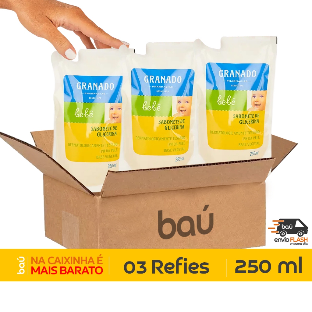 Refil de Sabonete Líquido Granado Tradicional - 250ml Cada Caixa com 3 Unidades