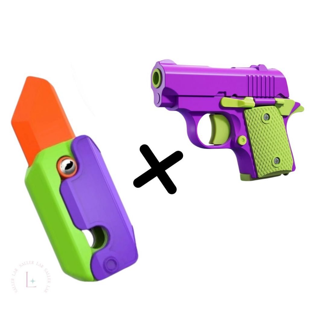 Kit Pistolinha De Brinquedo E Faca Anti Estresse Fidget Toy