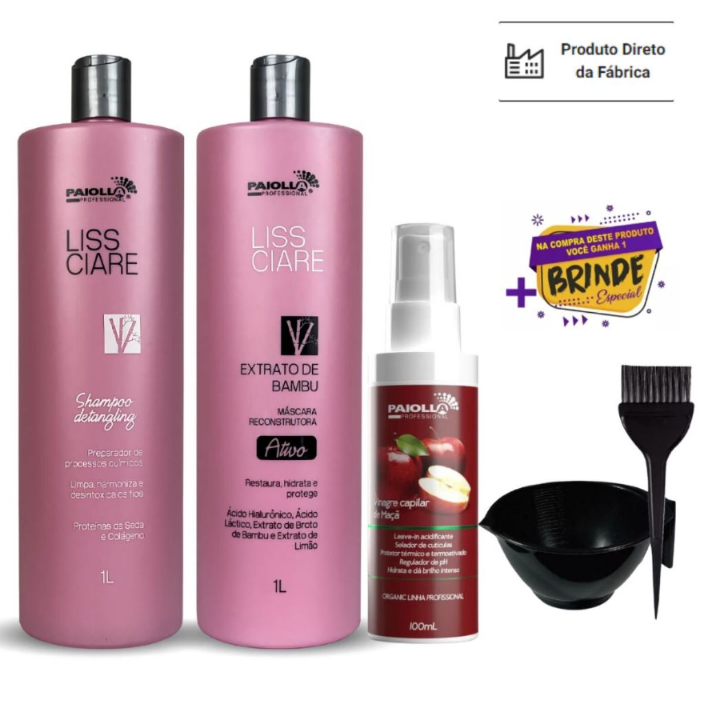 Progressiva Paiolla Bambu Liss Ciare Selagem Kit Paiola | Shopee Brasil