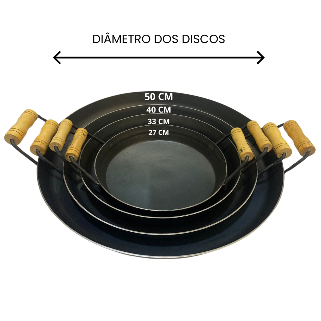 Disco De Arado Com bordas Chapa Frigideira Paellera Paella - 27 - 33 - 40 - 50 Centímetros