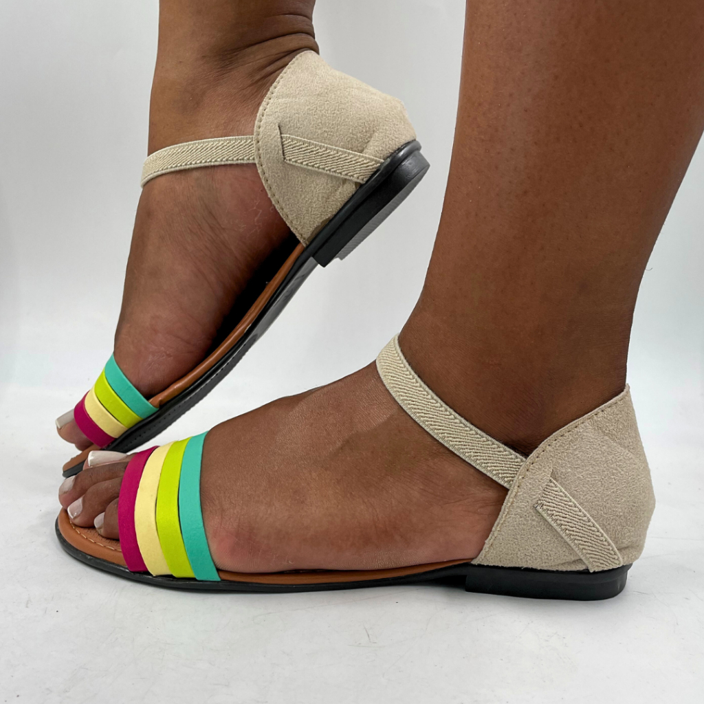 Sandália Feminina Rasteirinha Confortável Arco Iris Angel