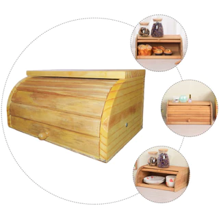 Porta Pães Pão Caixa de Madeira Em Pinus Armazenamento 40cm