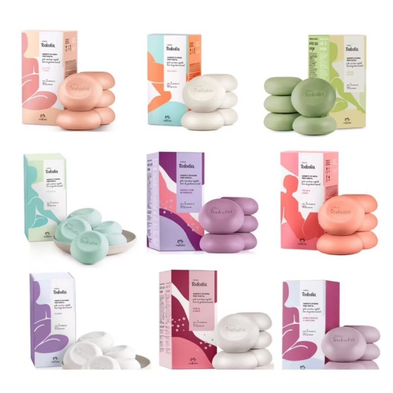 Sabonetes em Barra Puro Vegetal Natura Tododia Caixa Com 5 Unidades
