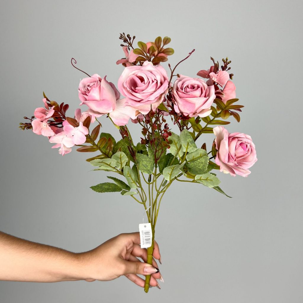 Buquê De Flor Rosa 5 Rosa Outono 40Cm - NR801848 | Shopee Brasil