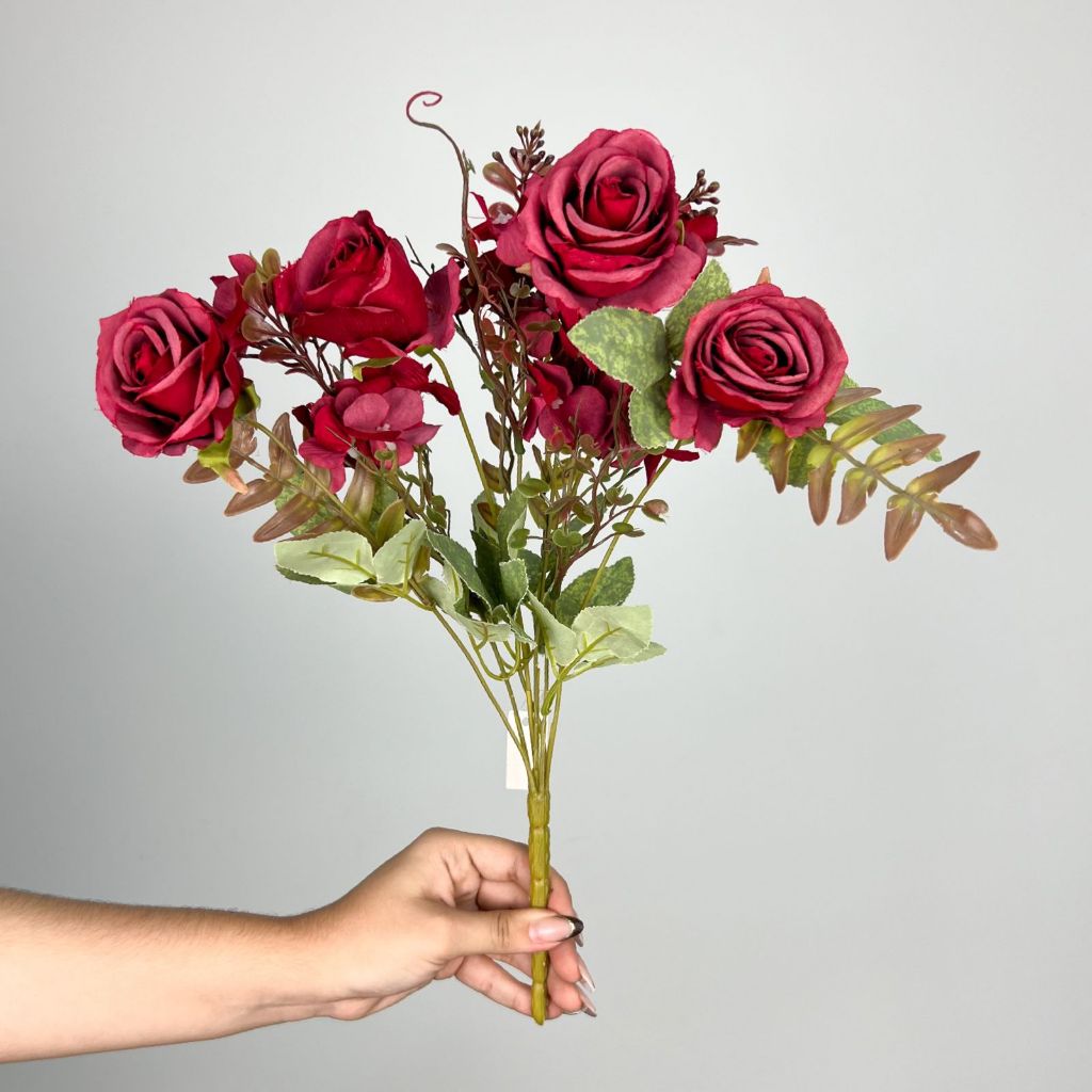 Buquê De Flor Rosa 5 Rosa Outono 40Cm - NR801848 | Shopee Brasil
