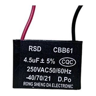 Capacitor Quadrado 2 Fios 4,5uf 250v Para Ventilador