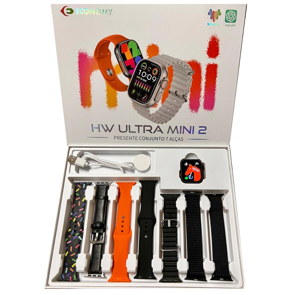 Relogio Smartwatch Hw Ultra Mini2 41mm +7 Pulseiras Com Chat GPT ...