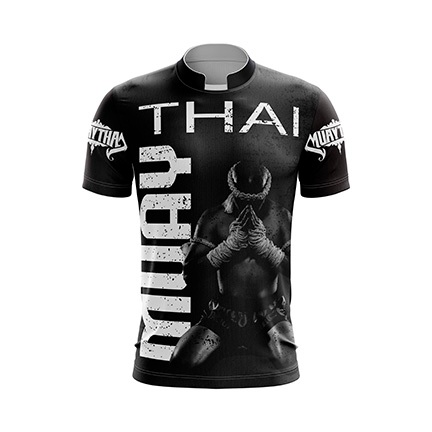 Camisa Preta Muay Thai Secagem Rápida Sublimada Camiseta Para Treino Academia Luta Jiu Jitsu Kick Boxing