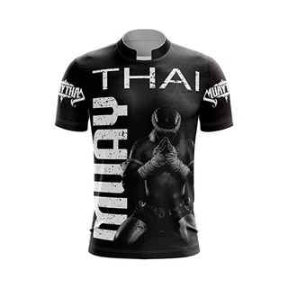 Camisa Preta Muay Thai Secagem Rápida Sublimada Camiseta Para Treino Academia Luta Jiu Jitsu Kick Boxing