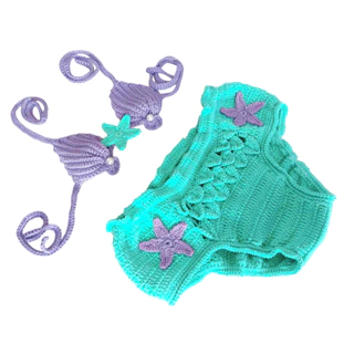 Biquini Sereia Ariel em Crochê para Bebês/Conjunto praia,moda praia infantil