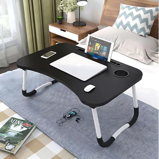 Mesa Portátil Dobrável De Madeira Para Cama Estudo Notebook Lanches Multifunções