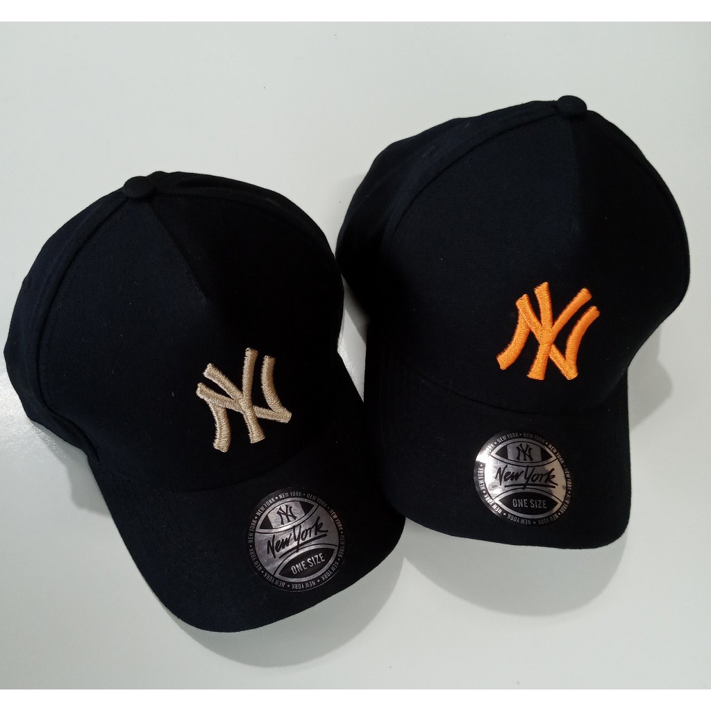 Boné Masculino Ny Baseball Snapback Preto Bordado Colorido