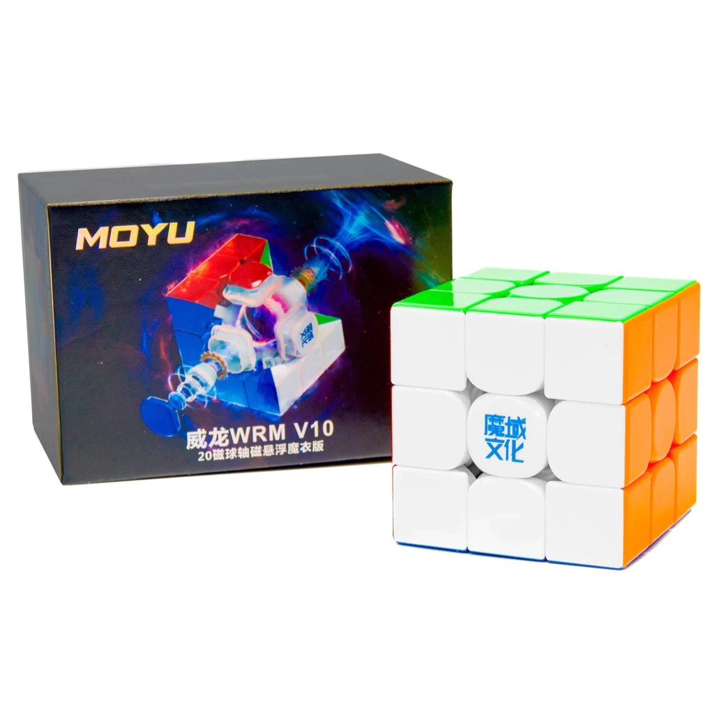 MoYu WeiLong WR M 3x3 V10 Cube de vitesse magnétique | Noyau à billes à 20 aimants, finition revêtue UV et auto-alignement 3.0 | Double système de réglage professionnel 3 x 3