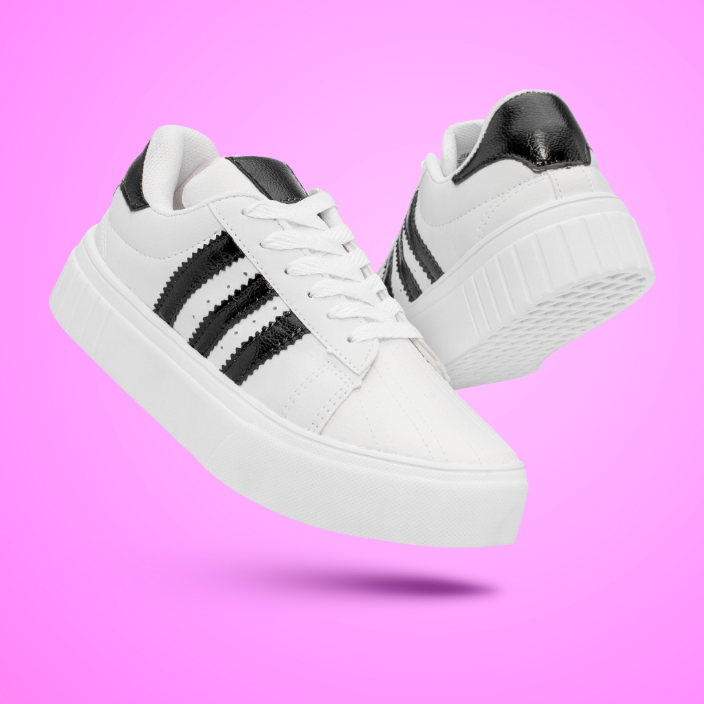 Tenis Modinha Casual Branco Com Preto 34 ao 40 Promoção