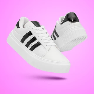 Tenis Modinha Casual Branco Com Preto 34 ao 40 Promoção