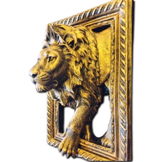 Quadro Rei Leão 3d 45cm Leão tribo Judá em Gesso - com moldura / para pendurar na parede