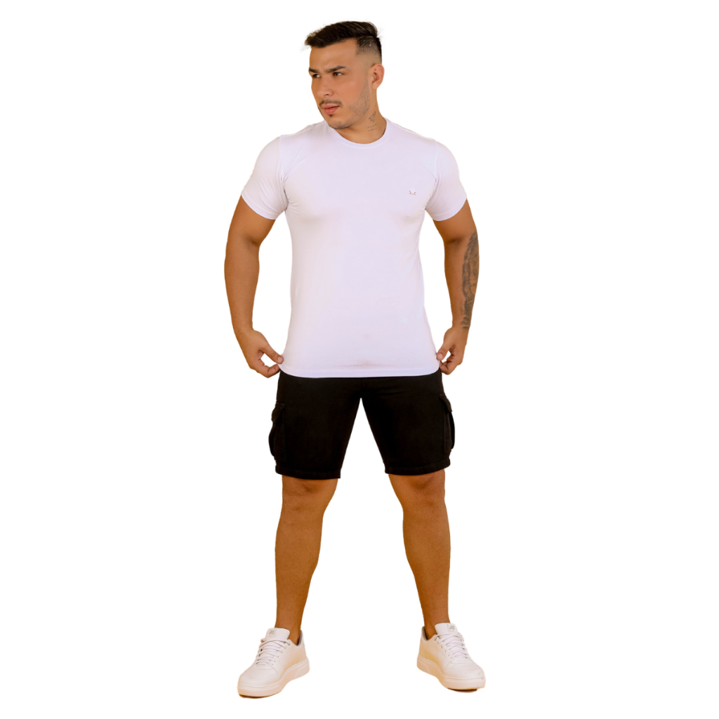 Camisa Masculina Preta Gola Careca Estilo Próprio Camisas Super Confortáveis e Elegantes.