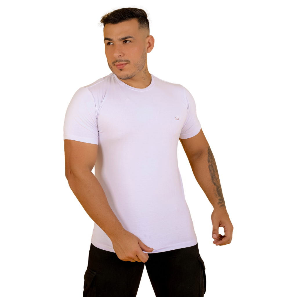 Camisa Masculina Branca Gola Careca Confortável e Elegante da Moda Masculina