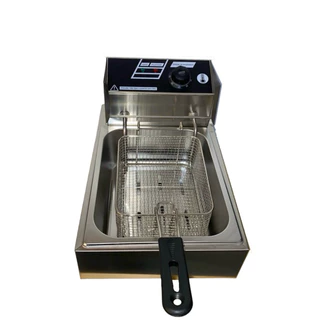 Fritadeira Elétrica 1 Cuba 5 Litros Profissional C/ Cabo de Proteção Aço Inox