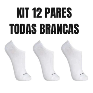 12 pares de meias soquete invisivel algodão todas Brancas