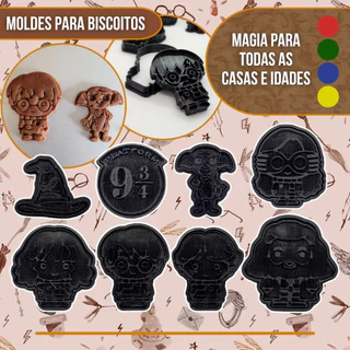 Kit Molde Para Biscoito Massa Confeitaria Festa Harry Potter Bruxo Casas