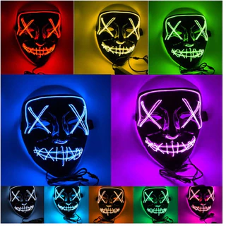 Máscara LED De Halloween Festa Neon Luz Luminosa