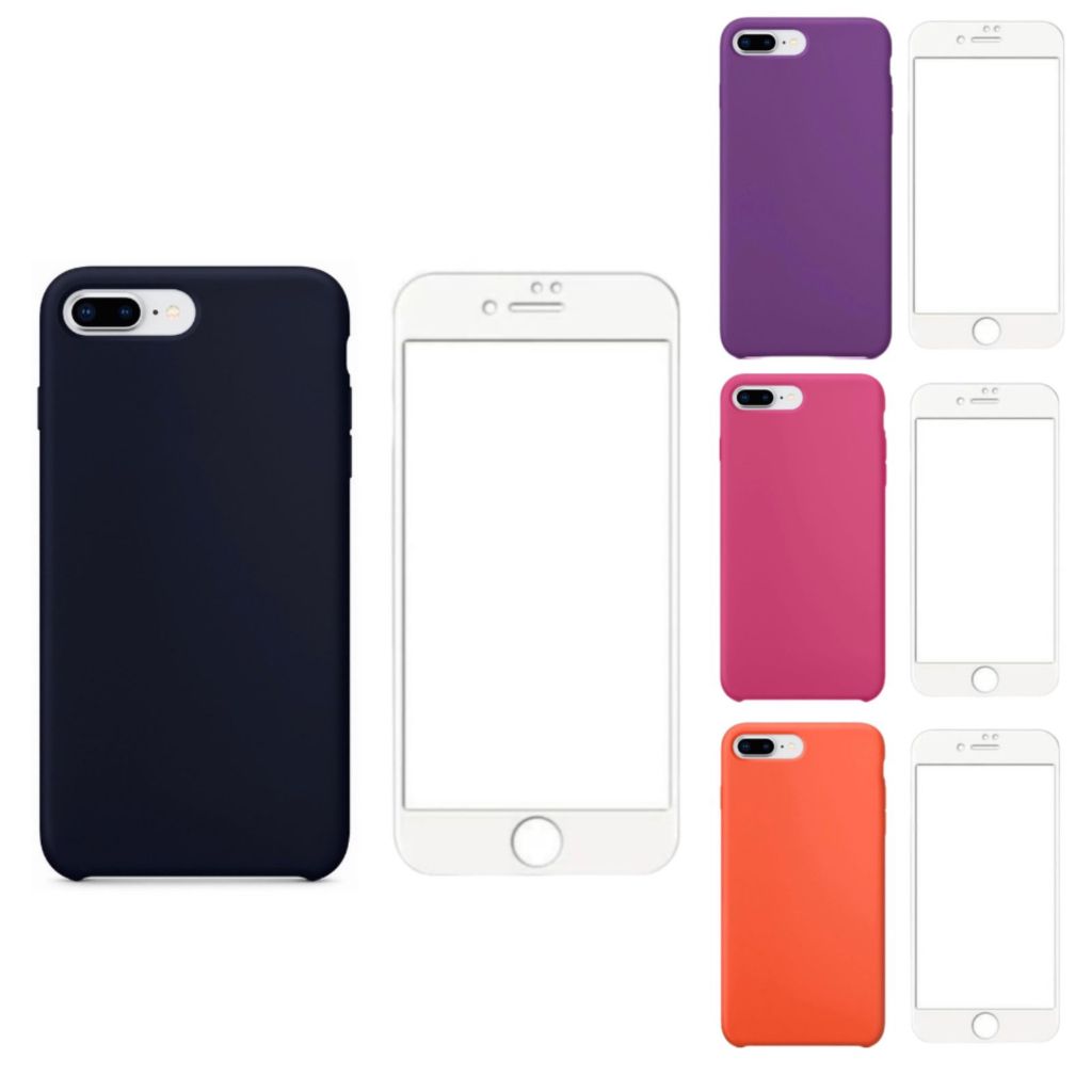 Capa Capinha compatível com iPhone 7 Plus e 8 Plus + Película Branca