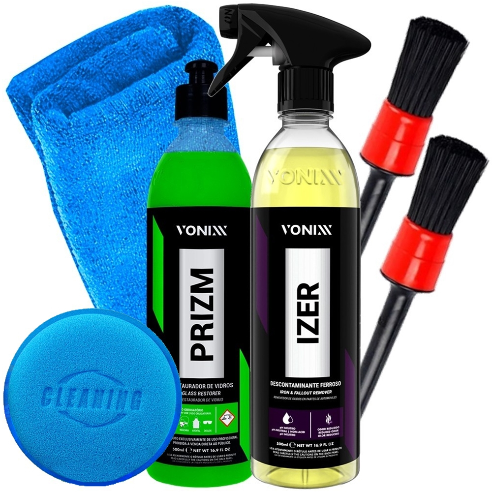 Kit Prizm Izer 500ml Vonixx Descontaminante Ferroso Removedor Marcas De Chuva Acessórios Karbox