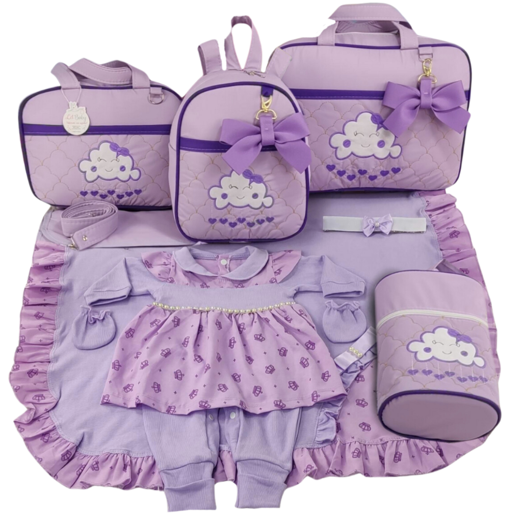 Kit Bolsa Maternidade Menina Varias Cores Nuvem + Saída Maternidade Kit ...
