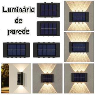 Kit 2 Luminária Arandela Solar LED Slim 2 Focos de luz quente para parede