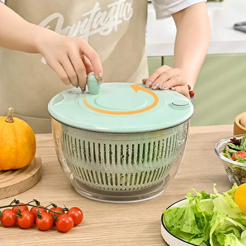 Centrífuga De Salada Multiuso Escorredor Lavador Secador Frutas e Verduras Manual 4 Litros