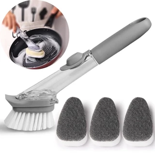 Escova de Limpeza Multiuso Lava Louças Com Porta Detergente + Esponja Escova Higiênica e Prática