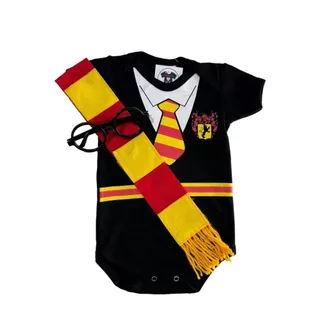 Body Bebe - Harry Potter + Cachecol + Óculos - Temático - Mesversário