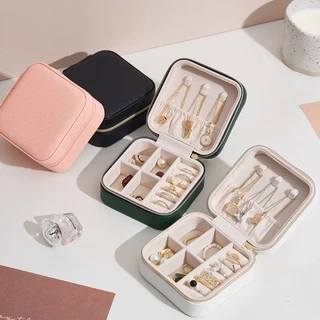 KIT Porta Jóias Portátil Caixinha Bolsa de Armazenamento Colar Brincos Anéis