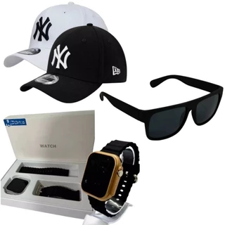 Kit Masculino Relógio Premium Ultra+ Óculos Just+ Boné Premium Envio Hoje