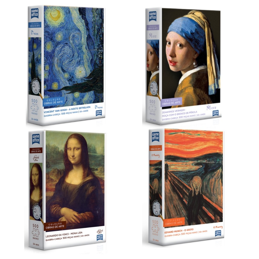Quebra-Cabeça Puzzle Kit Obras de Artes 4x500 peças NANO - A Noite ...