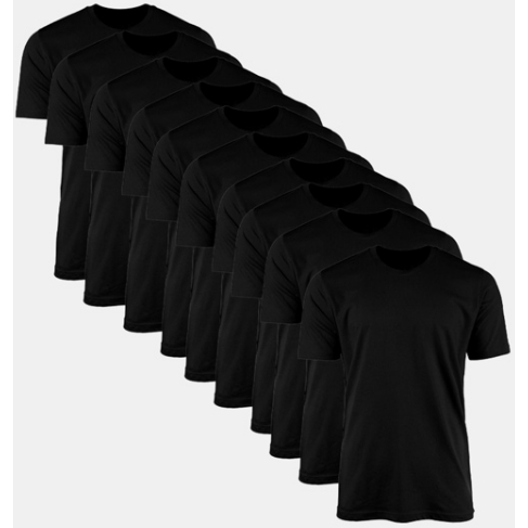 Kit com 10 Camisa Camiseta preta básica lisa 100% poliéster para uso casual/personalizar/sublimação