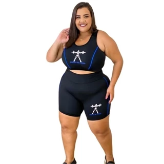 Conjunto FITNESS feminino PLUS SIZE G GG XGG e EXGG Short e top boneca de ferro modelo curves