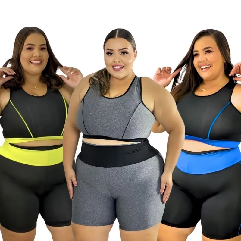 Kit 3 Conjuntos de Academia short + top G GG XGG EXGG (40 ao 54) Fitness feminino modelo curves