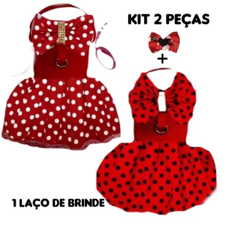 COLEIRA PEITORAL 2VESTIDO ACOMPANHAR 1LAÇO PET CACHORRO GATO