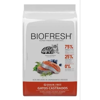 Racao Biofresh para gatos adultos castrados sabor salmão em pacote de 1.5 kilos