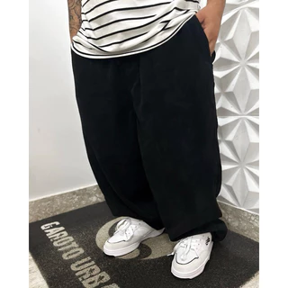 Calça Oversized Baggy Veludo Cotelê Plano C Original - Preta