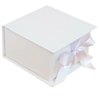 Kit 10 Caixas Cartonadas 9x9x9cm Modelo Livro Branca com Fecho de Fita de Cetim