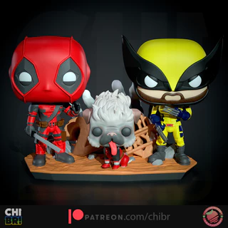 DIORAMA FUNKOS DEADPOOL 3 WOLVERINE E DOGPOOL PERSONALIZADO 3D