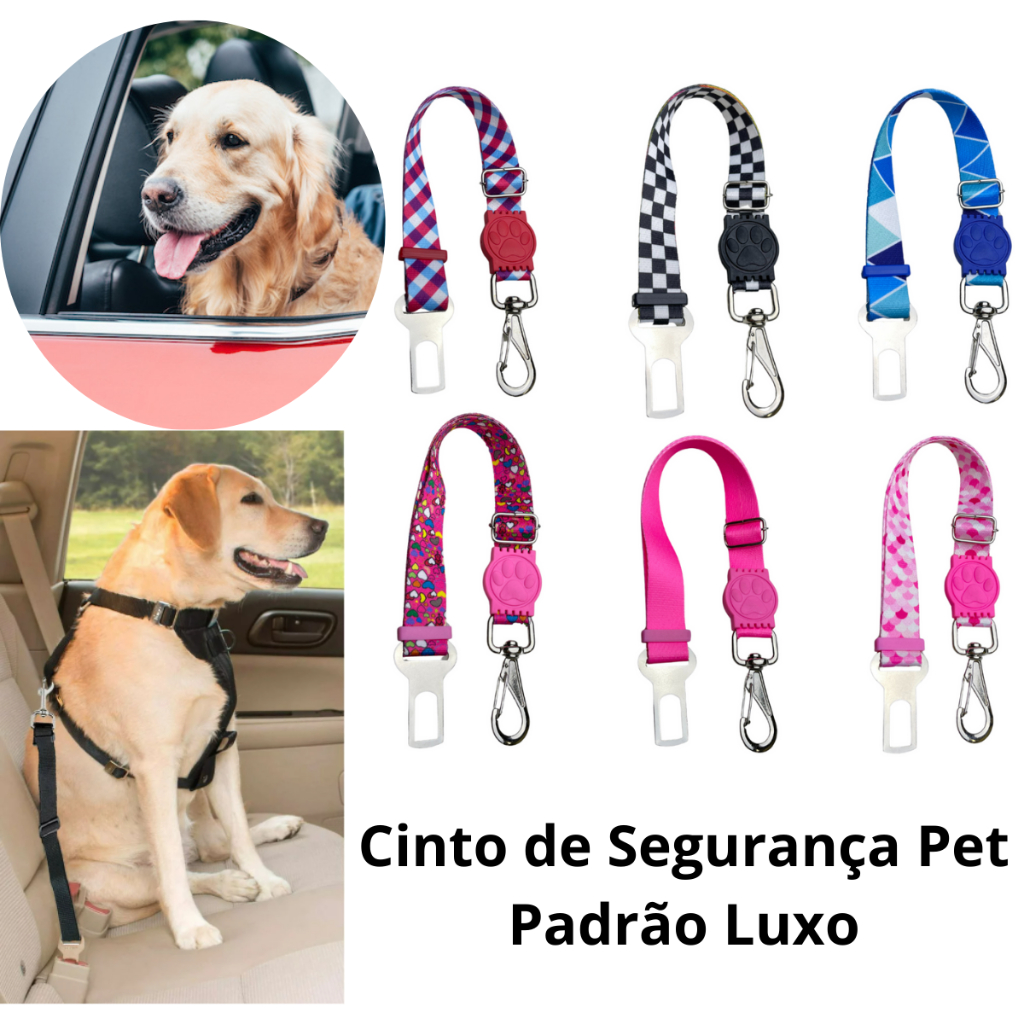 Cinto de Segurança Pet para Carro Viagens e Passeios Cachorro Cães e ...
