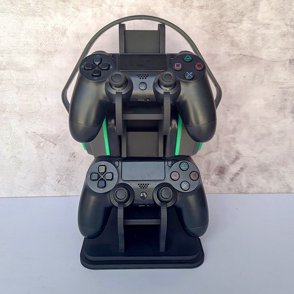 Suporte para dois Controles e um Headphone, videogames, organização para setup gemer xbox, ps4, pc, retro games controle, ps5