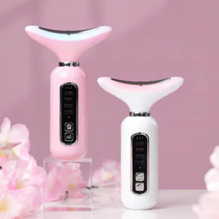 Massageador Aparelho De Beleza Para Pescoço Facial Com Vibração de Ondas Luminosas Anti-Rugas
